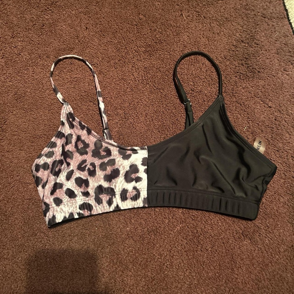 SHEIN Animal Print and Black Bikini Top